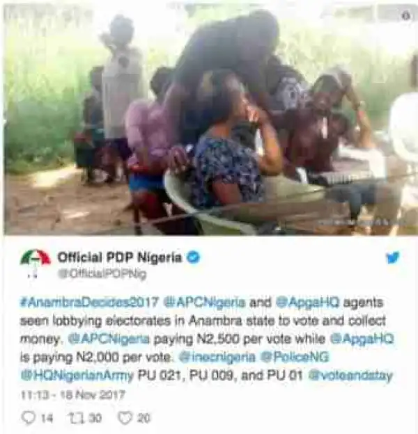 Anambra Election: PDP Accuses APC and APGA of Buying Votes for N2,500 Each